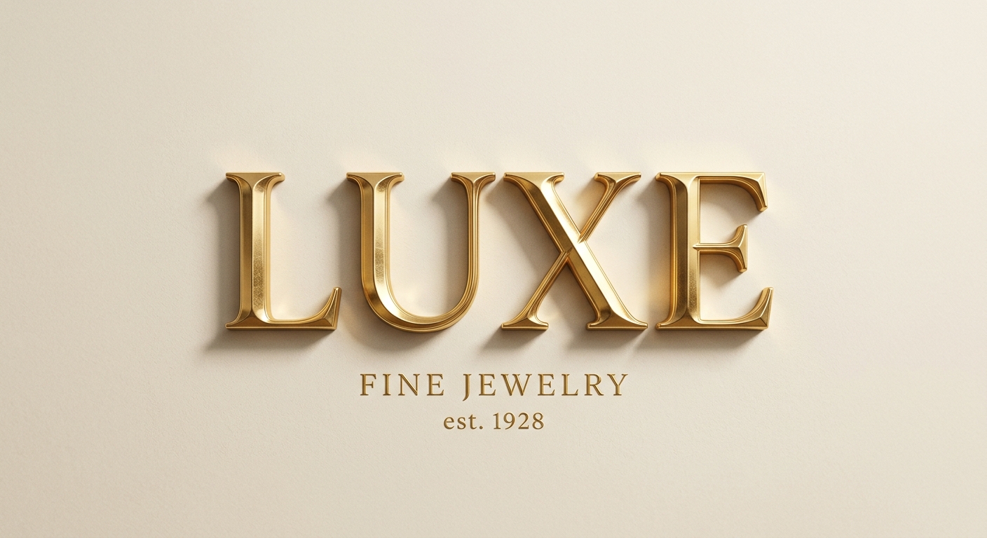 3D metallic chrome logo mockup with reflections on plain background