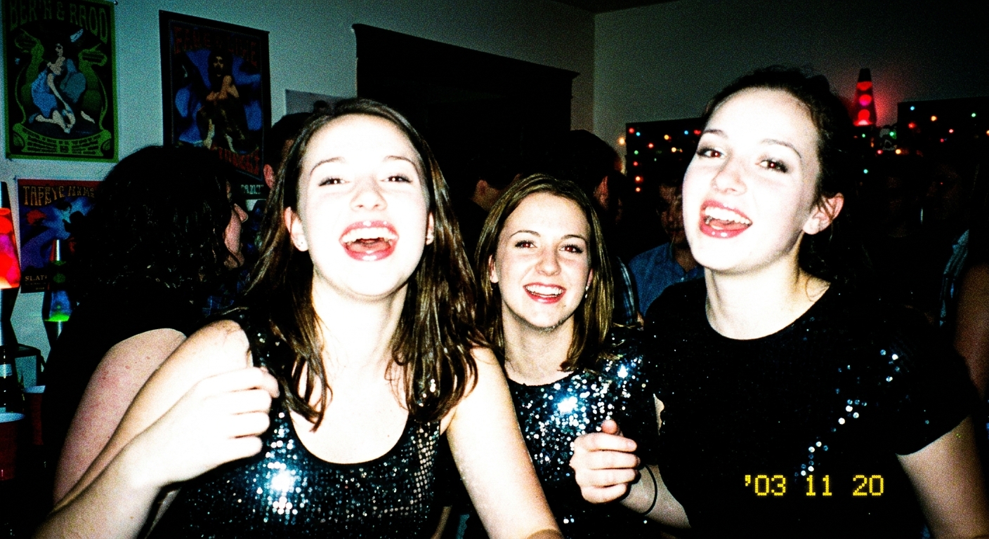 Y2K camera high contrast setting - deep blacks and bright whites with vivid picture mode