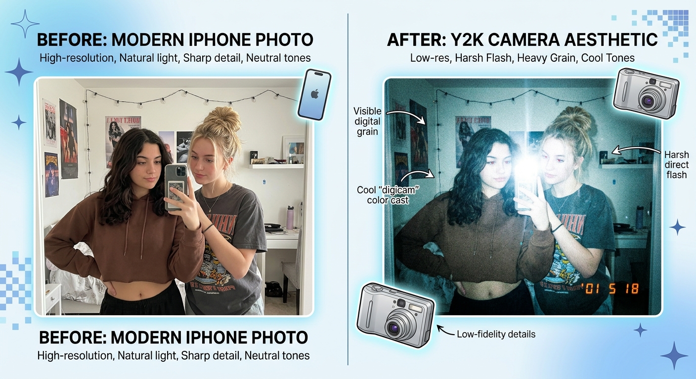 Six key visual traits that define the Y2K camera aesthetic